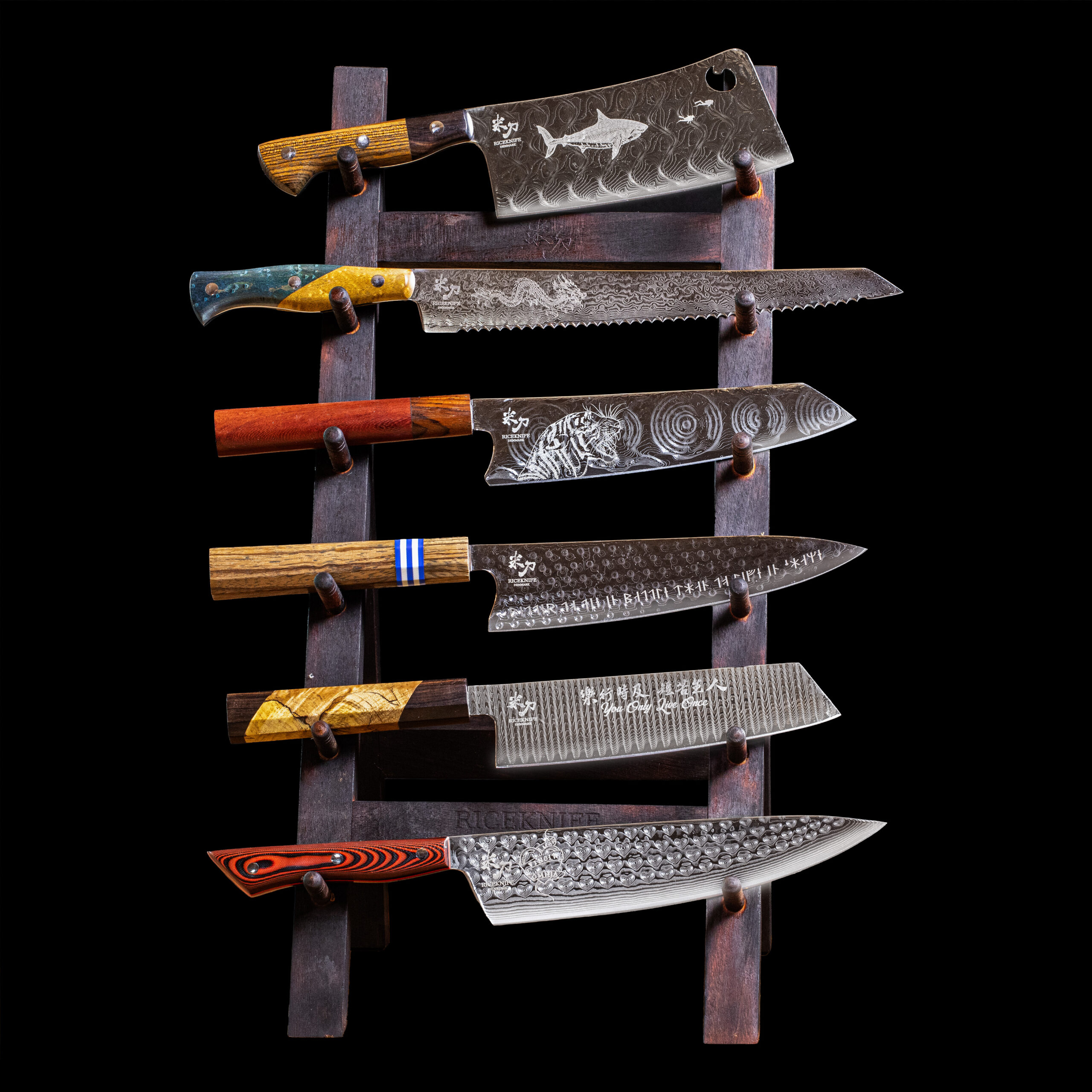 Limited Edition Tactile Damascus Steel Knife Set 6 Knives