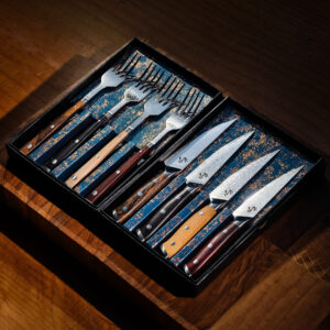 Eclipses Damascus Steak Knife & Fork Set – 8 Pieces