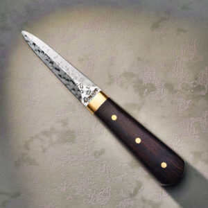Damascus Oyster Knife with African Blackwood Handle