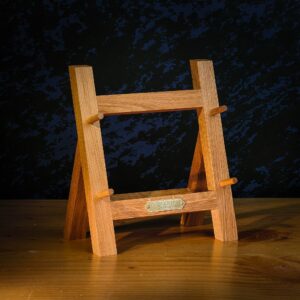 2-slot oak knife stand with two knives