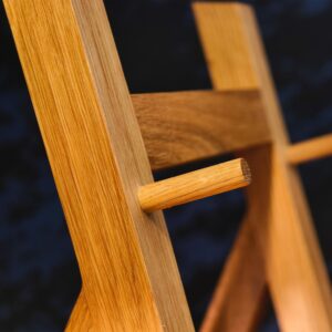 2-slot oak knife stand, side view
