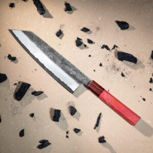 FORGE Ash & Chrome Aogami No. 2 chef’s knife with Pink Oak and Cocobolo handle, view 1