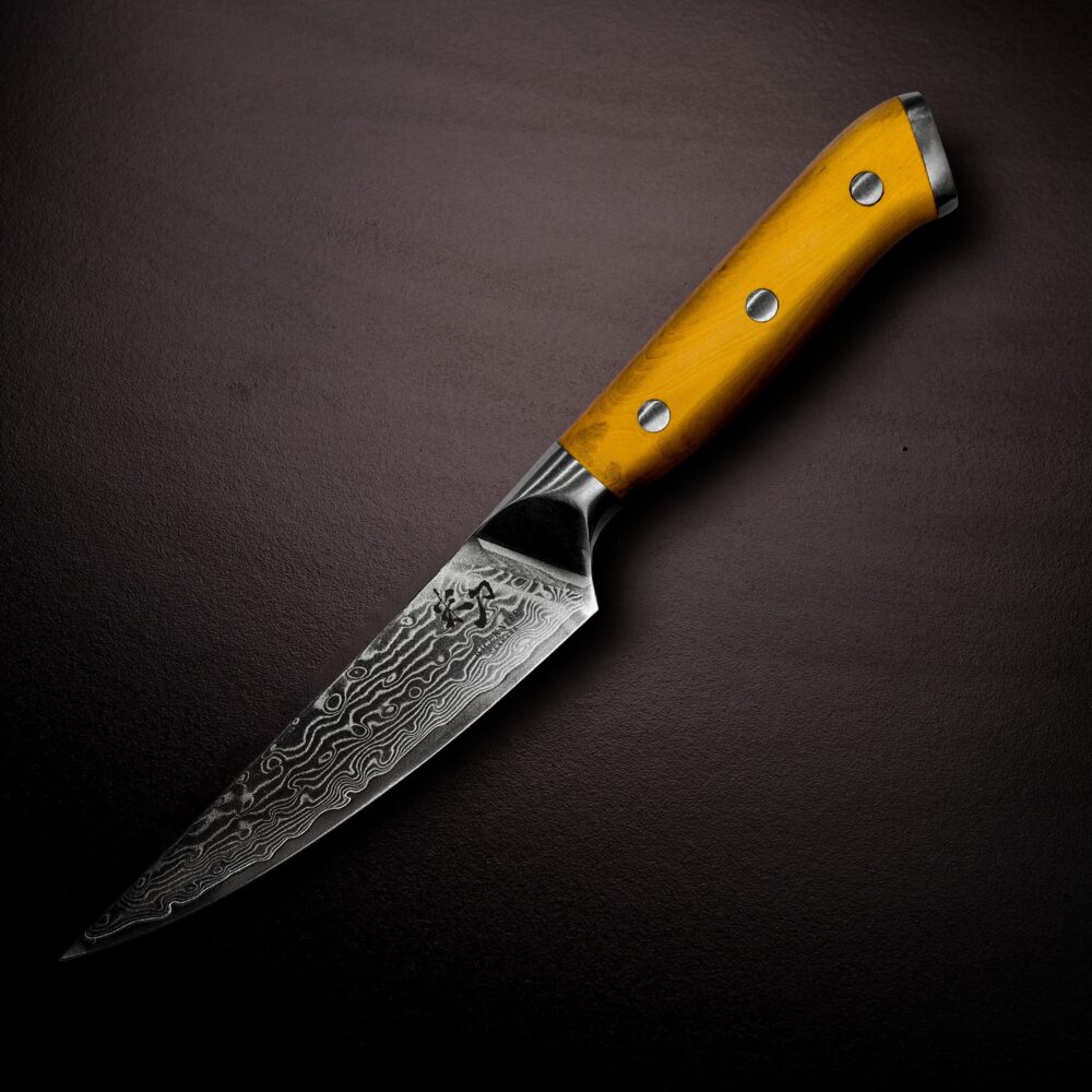 Luxurious exclusive Damascus steel steak knife with a European Boxwood handle – ECLIPSES QING