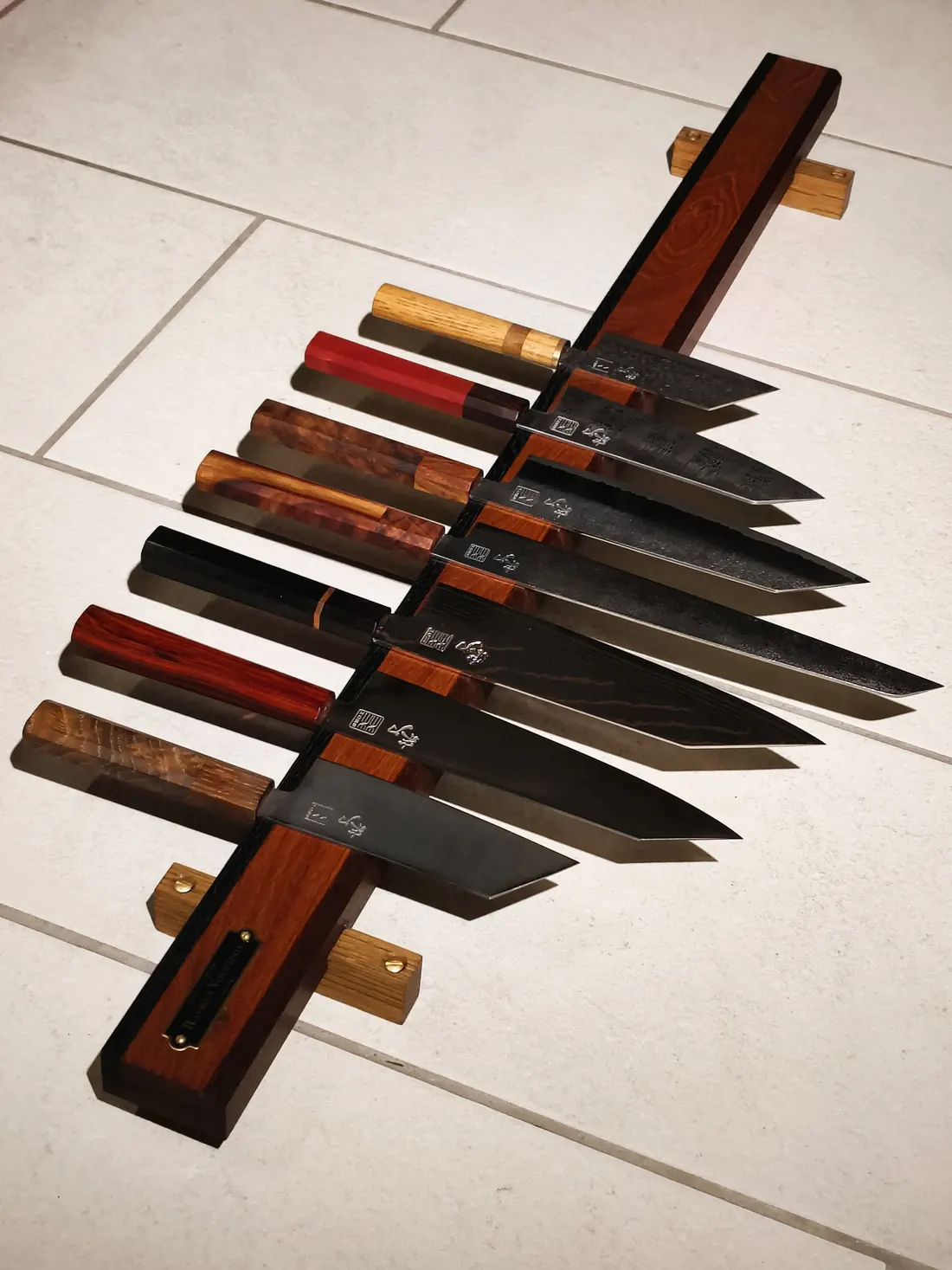 Custom knives with handles in different woods