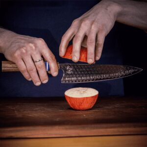 Riceknife® Denmark Limited Edition Tactile Damascus Steel Kitchen Knife, Chef's Knife with Engraved Danish Runes (Quantity Produced: 200) - Valkyrie II. 2023